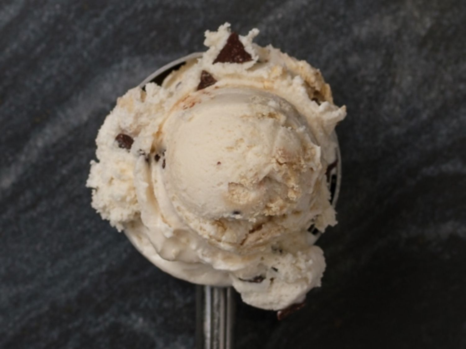 Chocolate chip cookie dough scoop at Linda Lee's