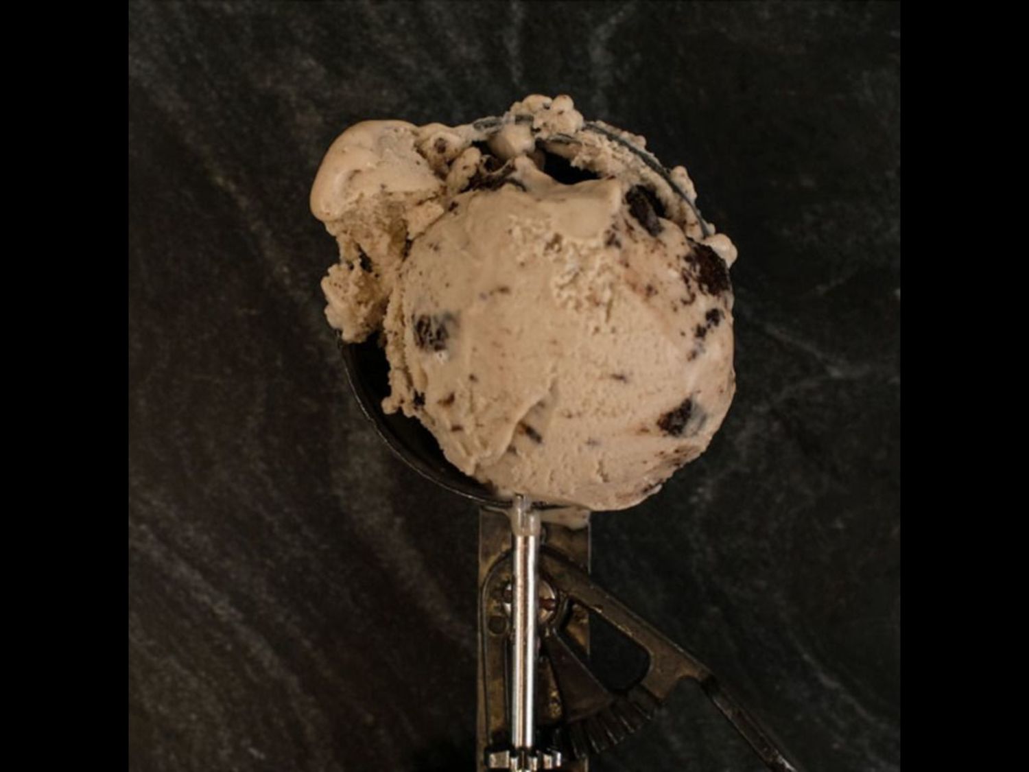 Dairy-free cookies and cream ice cream scoop