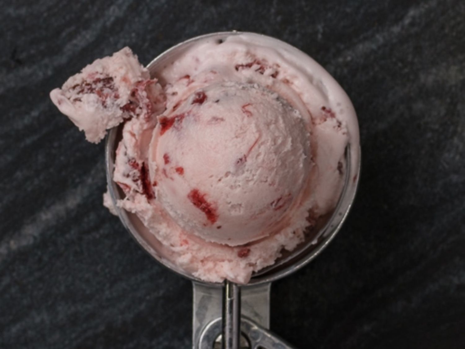 Strawberries and cream ice cream scoop
